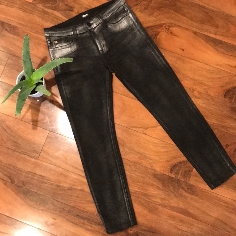 HUDSON limited edition metallic skinny jeans black